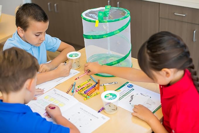 Insect Lore Butterfly Garden with 10 Live Baby Caterpillars - Habitat, Feeder, Chrys-A-Lid Holders, STEM Activity Journal - Raise and Release Painted Lady Butterflies-CubbioJoy