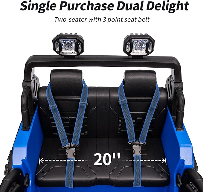 2 Seater Ride on Car Truck, 12V Kids Electric Ride on Toy for Big Kids Age 3-8 w/Remote Control- Blue-CubbioJoy