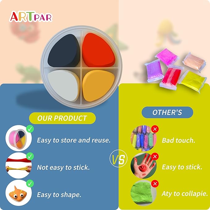ARTPAR Air-Dry Clay Kit for Kids,12 Marine Animals‌ Modeling Magic Clay Sculpting Tools Set,Non-Toxic, Ultra-Light,Creative DIY School Arts & Crafts Gifts for Boys & Girls Ages 3-12-CubbioJoy