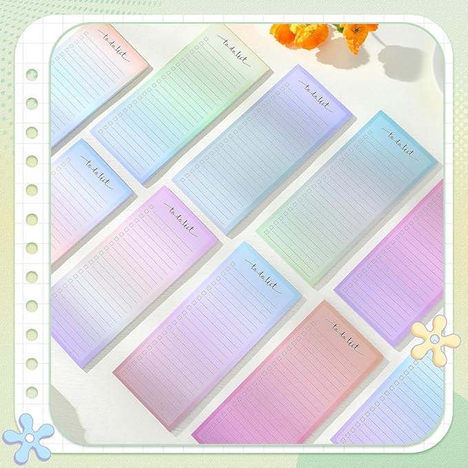 Censen 10 Pack 500 Sheets To Do List Notes Daily Checklist Notepads with 50 Sheets Each Undated Color Memo Pad Block Shopping List Pad Weekly Plan Notepad Organizer Planners(Vivid Color,Lined)-CubbioJoy