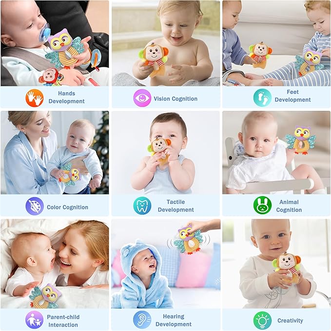 BLOOBLOOMAX Sock rattles for Babies 0-24 Months Baby Animal Foot Finder Educational Toys-CubbioJoy