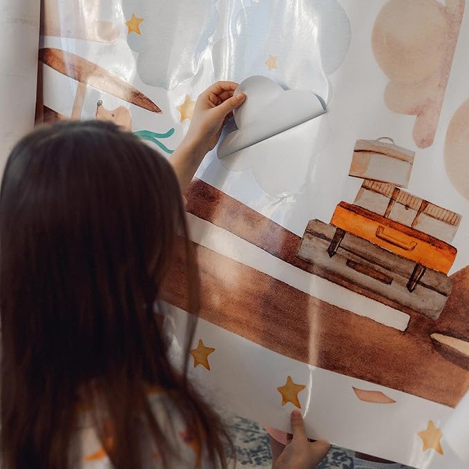 Airplane Wall Decals by Lipastick - 47-Piece Watercolor Vintage Plane Stickers for Kids, Boys Room, Baby Nursery, Toddler Bedroom Decor - Premium Vinyl Aircraft Art - XXL Size-CubbioJoy