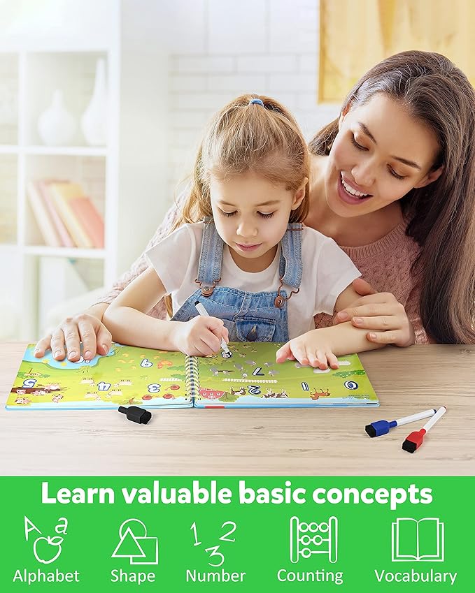 Coogam Pencil Control Tracing Workbook, Learn to Write Alphabet ABC Letters Numbers Handwriting Book Fine Motor Montessori Educational Toy Gift for Preschool Kids-CubbioJoy