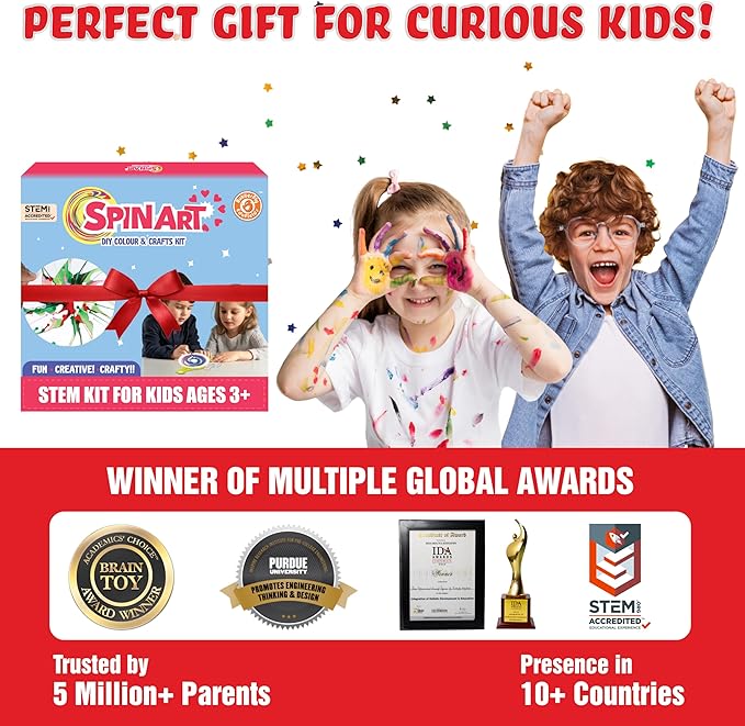 Butterfly EduFields Spin Art & Craft Kit for Kids | Educational Birthday Gift for 3+ 4 5 6 7 Year Old Boys and Girls| DIY Painting Kit for Kids | STEM Toy for for 3+ Years | Science Project Kit-CubbioJoy