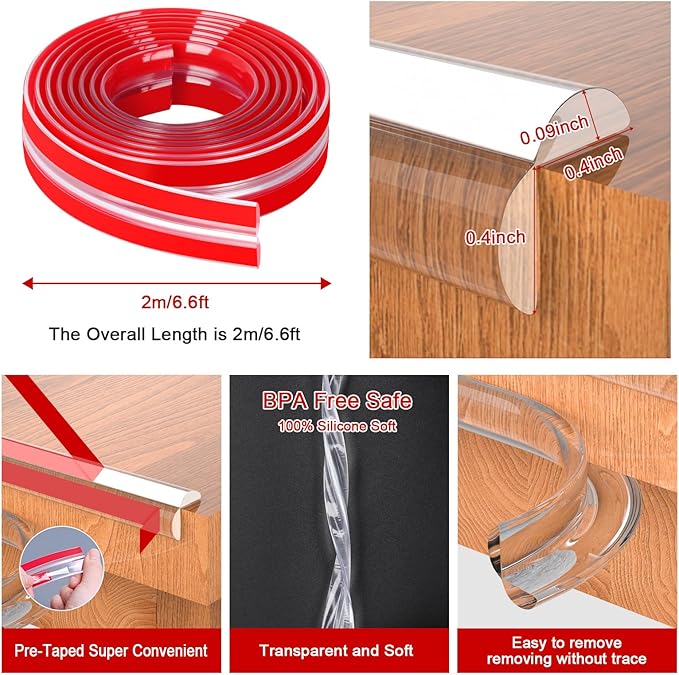 Clear Corner Protector 20ft(6M) with 4 Corners,Corner Protector Baby Proofing,Furniture Corner Guard & Edge Safety Bumpers, Soft Edge Protector with Upgraded Pre-Taped Strong Adhesive-CubbioJoy