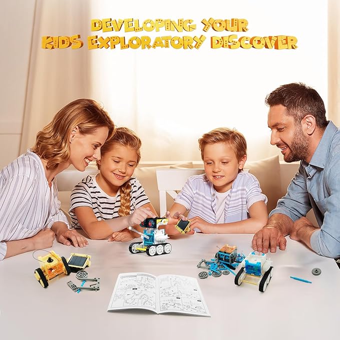 30-in-1 STEM Solar Robot Kit Toys, 243 Pieces Educational Building Science Experiment Kit for Kids Aged 8-12, Birthday Gifts Kids Aged 8 9 10 11 12 13 Years Old(White)-CubbioJoy