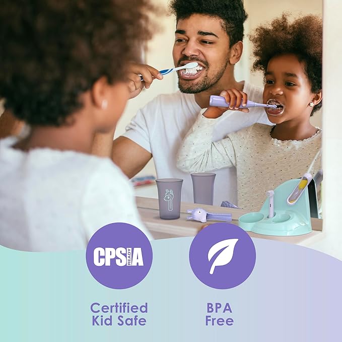Brusheez Kids’ Electric Toothbrush Set - Safe & Effective for Ages 3+ - Parent Tested & Approved with Gentle Bristles, 2 Brush Heads, Rinse Cup, 2-Minute Timer, & Storage Base (Luna The Llama)-CubbioJoy