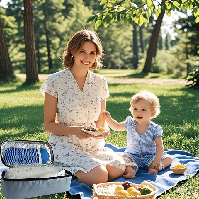 Insulated Breastmilk Cooler Bag with 2 Ice Packs - Breastmilk Cooler Organizer Bag for Daycare, Breastfeeding Mom Travel Outdoor-CubbioJoy