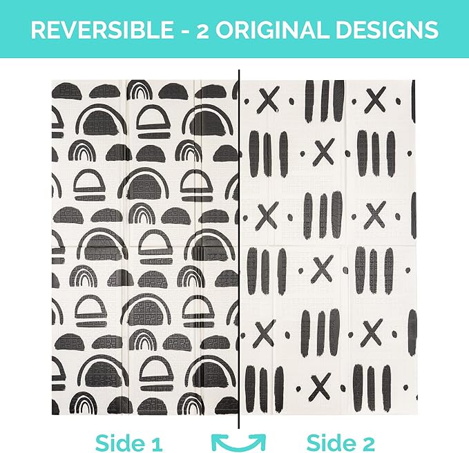 JumpOff Jo - Extra Large Waterproof Foam Padded Play Mat for Infants, Babies, Toddlers, Play Pens & Tummy Time, Foldable Activity Mat, 77 x 70 x 0.6 inches-CubbioJoy