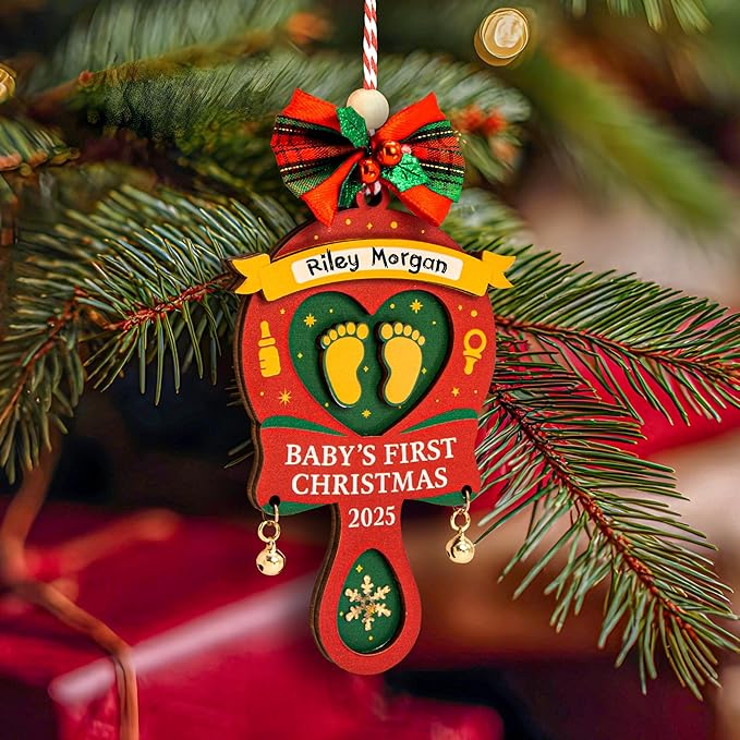 Baby First Christmas Ornament 2025 for Girl Boy - Baby's 1st for Parents, Rattle Newborn Ornament Keepsake Babys First Xmas Ornaments for Xmas Tree Decorations-CubbioJoy