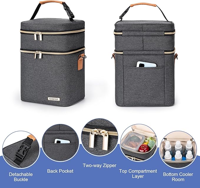 Breastmilk Cooler Bag with Ice Pack Fits 6 Baby Bottles Up to 9 Ounce-CubbioJoy