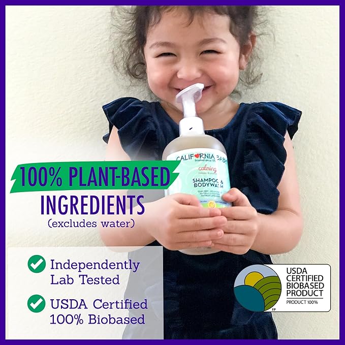 California Baby Calming Baby Shampoo + Baby Wash | 100% Plant-Based | Lavender Body Wash For Sensitive Skin | Hypoallergenic | 562 mL / 19 oz.-CubbioJoy