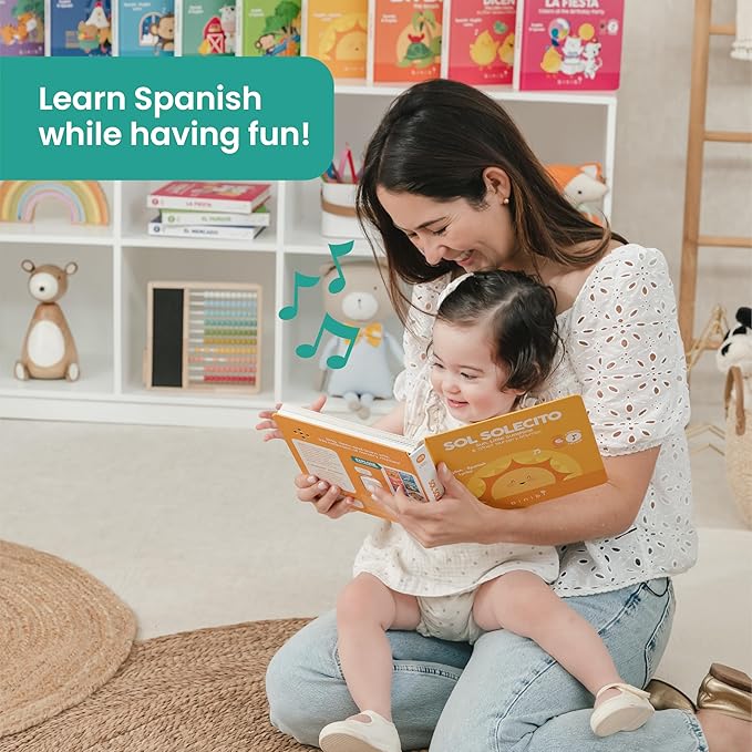 Binibi Spanish Musical Book for Toddlers Sol Solecito & Other Nursery Rhymes | Spanish Learning for Kids | Bilingual Children's Sound Book | Libro en español para bebés-CubbioJoy