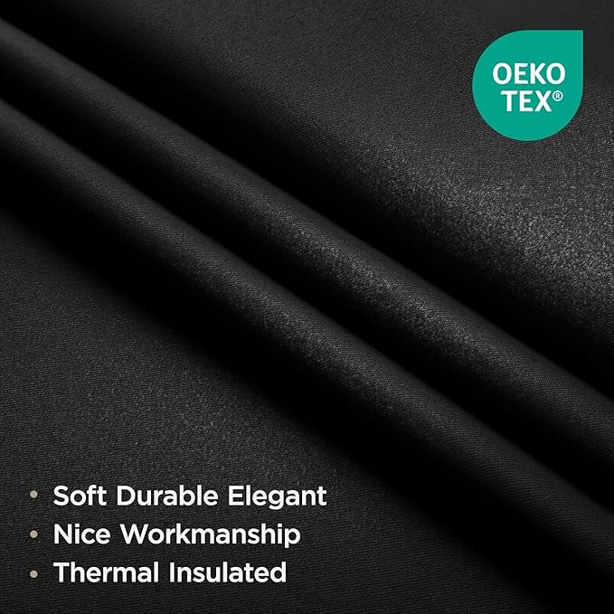 Joydeco Blackout Curtains for Bedroom, Black Out Curtains 108 Inch Long, Room Darkening Noise Reducing Wrinkle-Free Drapes, Black Curtains with Rod Pocket Back Tab 2 Panels (W52 x L108 Inch)-CubbioJoy