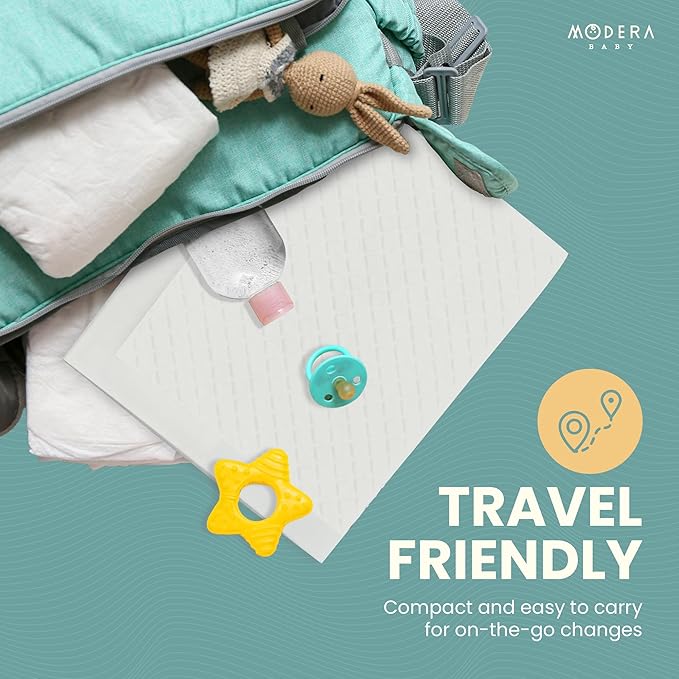 Organic Cotton Disposable Changing Pad Liners | Large 18x24 Hypoallergenic Ultra Absorbent & Waterproof Super Soft, Quilted Underpads for Baby Diaper Table & Travel, Leak Proof & Mess Free [100-Pack]-CubbioJoy