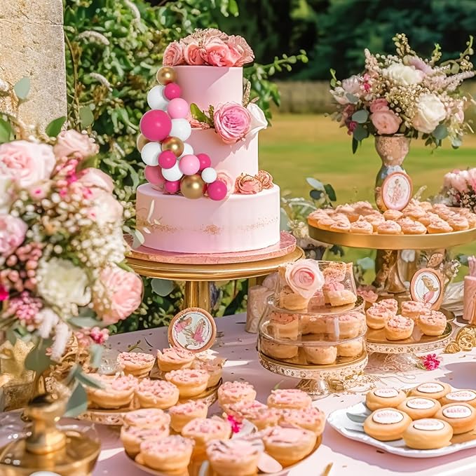 75 Pieces Cake Balls Topper Decorations Foam Cupcake Topper Mini Balloon Balls Cake Picks for Deco Birthday Party Wedding（Pink White Gold Series）-CubbioJoy