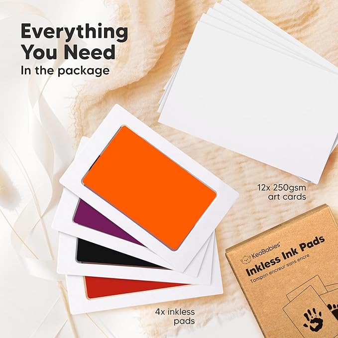 4-Pack Inkless Baby Hand and Footprint Kit - Mess Free Ink Pad for Newborn Keepsake, Dog Nose & Paw Print Kit, Clean Touch Ink Pad for Baby Hand & Footprints, Ideal New Mom Gifts (Halloween)-CubbioJoy