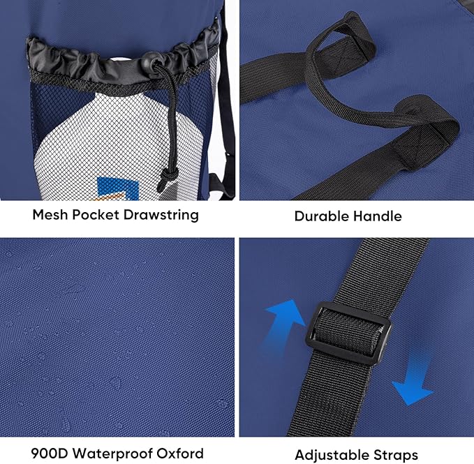 BALEINE 150L Laundry Bag Backpack, 900D Oxford Fabric Large Travel Laundry Bags with Shoulder Straps and 2 Mesh Pockets for College Dorm, Apartment, Laundromat (Navy, 150L)-CubbioJoy