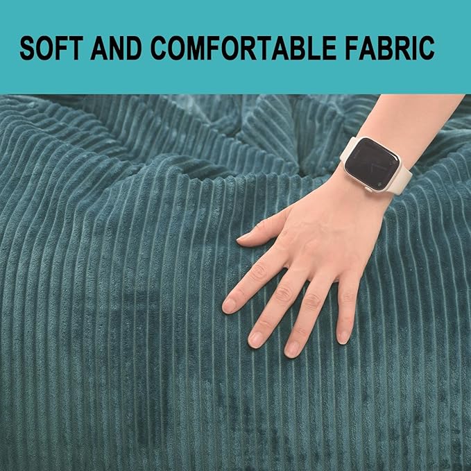 Bean Bag Chairs with Faux Rabbit Fur Cover, 4 ft Giant Memory Foam Bean Bag Chairs for Adults/Teens with Filling,Ultra Soft Faux Fur Fabric, Round Fluffy Sofa for Living Room Bedroom College Dorm-CubbioJoy