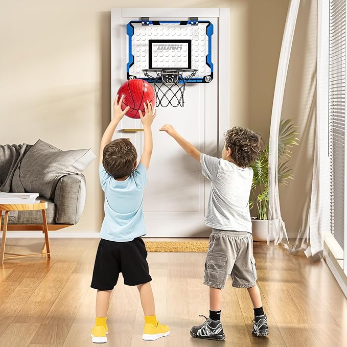 Indoor Basketball Hoop for Kids, Over The Door Mini Basketball Hoops, Mini Hoop with 4 Balls, Kids Basketball Hoop Sport Toys Gifts for 5 6 7 8 9 10 11 12+ Year Old Boys-CubbioJoy