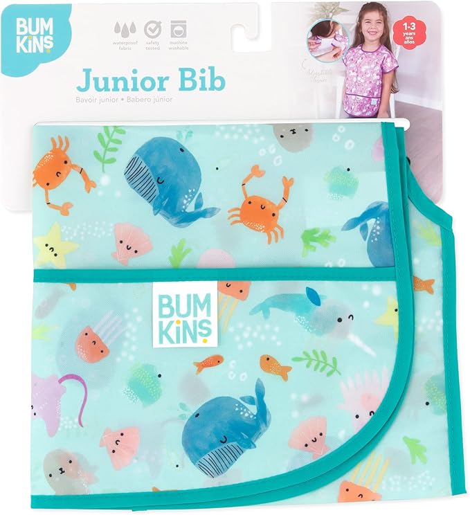 Bumkins Bibs - Toddler Bibs, Waterproof, Large for 1-3 Years, Short Sleeve-CubbioJoy