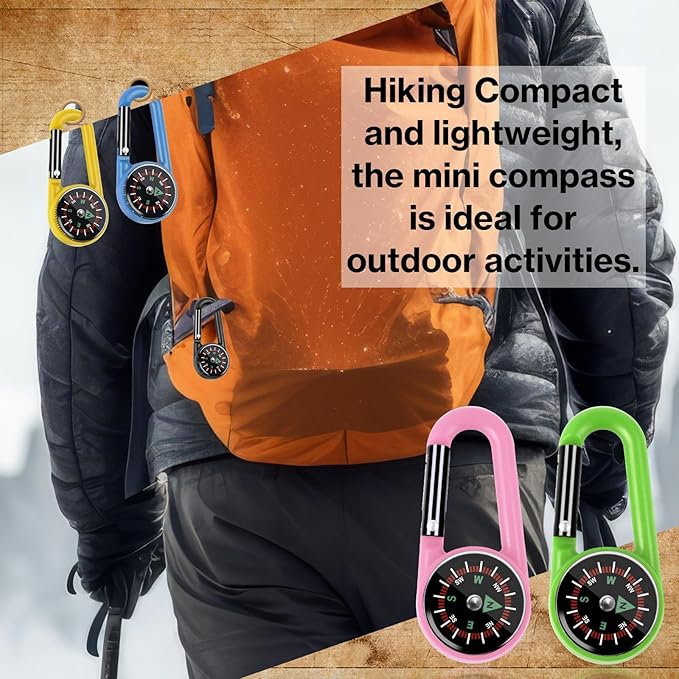 12 Pcs Mini Compass Keychain for Kids Bulk, Small Pocket Magnetic Compass Survival Hiking for Outdoor Survival Camping Party Backpacking Accessory-CubbioJoy