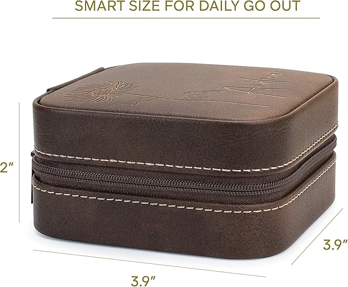 Custom Leather Jewelry Box w/Name & Birth Flower Month - Birthday Gifts for Women, Personalized Jewelry Travel Case - Customized Jewelry Organizer Box, Mom Birthday Gifts - Rustic-CubbioJoy