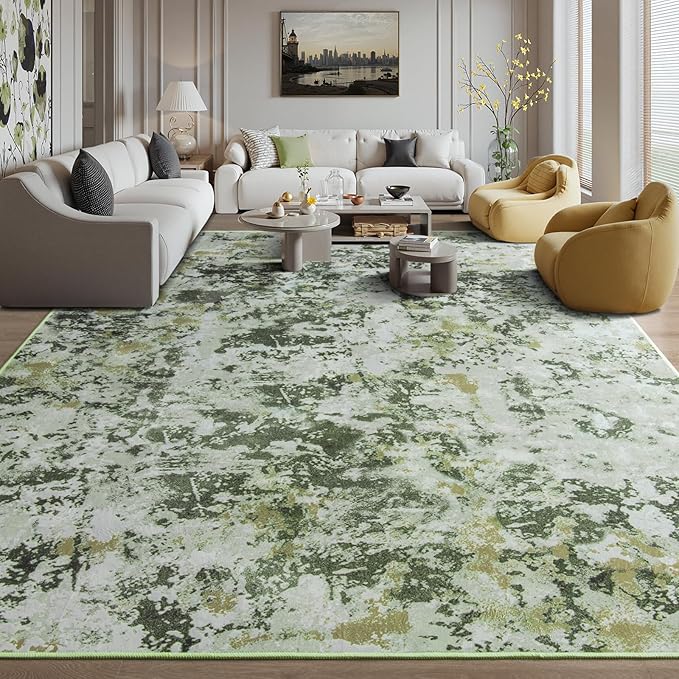 Kelarea 6x9 Rug for Living Room, Green Washable Non-Slip Rugs, Modern Abstract Large Rugs Low Pile Soft Carpet for Bedroom, Kitchen, Dining Room, Classroom, Dorm, Nursery, Home Office-CubbioJoy