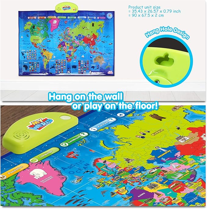 BEST LEARNING i-Poster My World Interactive Map - Educational Talking Toy for Kids of Ages 5 to 12 Years Old-CubbioJoy