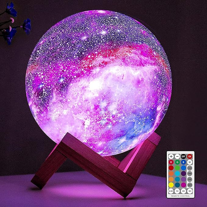 BRIGHTWORLD Moon Lamp Galaxy Lamp 5.9 inch 16 Colors LED 3D Moon Light, Remote & Touch Control Moon Night Light Gifts for Girls Boys Kids Women Birthday-CubbioJoy