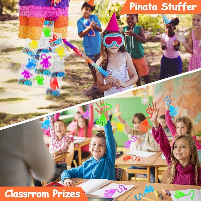 24 PCS Sticky Hands for Kids Party Favors Treat Gift Egg Filler Goodie Bag Stuffer Treasure Box Toy Classroom Carnival Prizes Student Mini Bulk Pinata Slap Hand Sensory Fidget Stretchy Toy Halloween-CubbioJoy