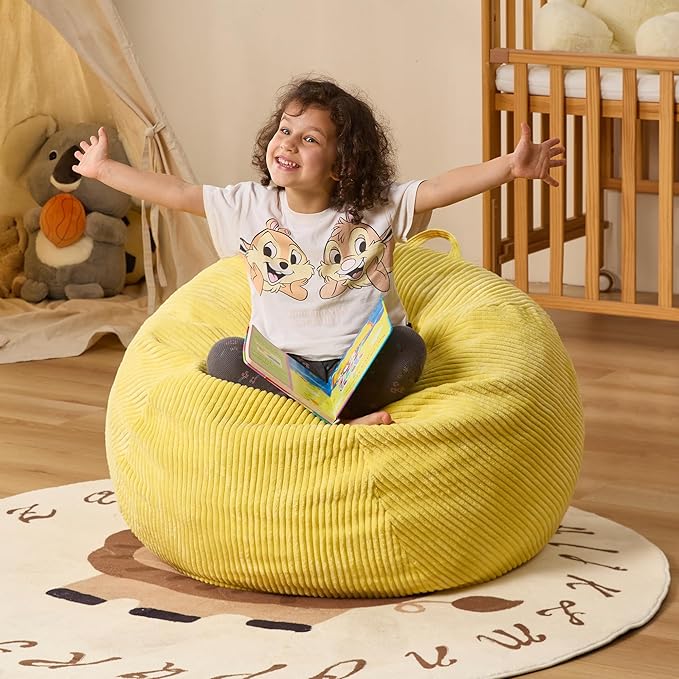 Bean Bag Chairs Teardrop Bean Bag Chair Beanbag Chair with Memory Foam Filled Machine Washable Cover for Living Room, Bedroom (Small,Yellow)-CubbioJoy