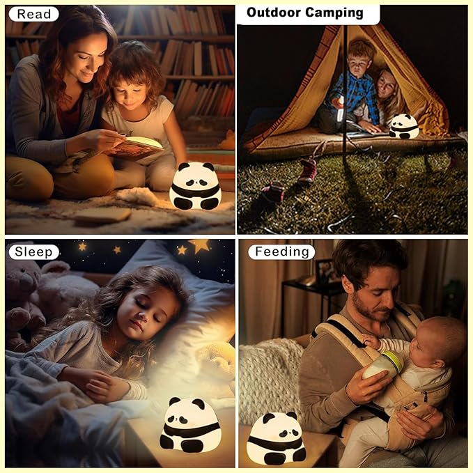 DREAMING MY DREAM Cute Panda Night Light, LED Squishy Novelty Animal Night Lamp, 3 Level Dimmable Nursery Nightlight for Breastfeeding Toddler Baby Kids Decor, Cool Gifts for Kids-CubbioJoy