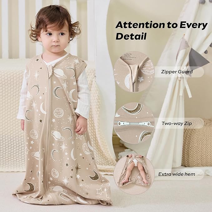 JELLYMONI Baby Sleep Sack 6-12 Months Wearable Blanket for Baby, 100% Cotton 2 Pack Infant Toddler Sleeping Sack Lightweight Soft 2-Way Zipper Sleepsack-CubbioJoy