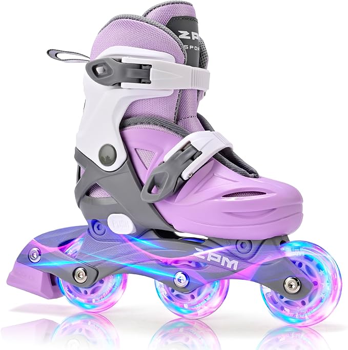 2PM SPORTS Inline Skates with Light Up Wheels, Roller Skates Blades for Boys Girls Kids Ages 5-8 8-12 4-6 6-12, Size Adjustable Beginner Blades Roller Skates-CubbioJoy