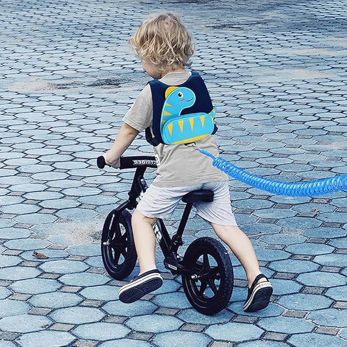 Accmor Toddler Harness with Leash, Cute Dinosaur Kids Leashes + Anti Lost Wrist Link, Children Walking Harnesses Tether Restraint Belt, Keep Child Close Hand Strap for Baby Boys Girls Outdoor Travel-CubbioJoy