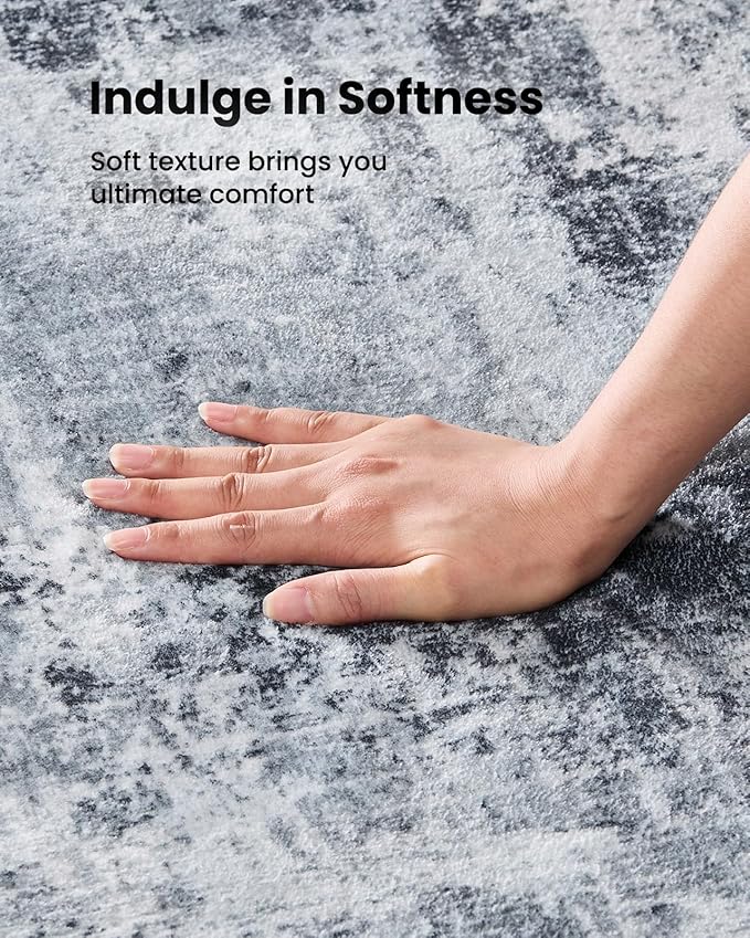 AMADA HOMEFURNISHING Washable Entry Rug,2x3 Modern Abstract Rug with Short Pile and Non-Slip Backing, Small Rug with Abstract Pattern for Entryway, Kitchen and Living Room, Grey-CubbioJoy