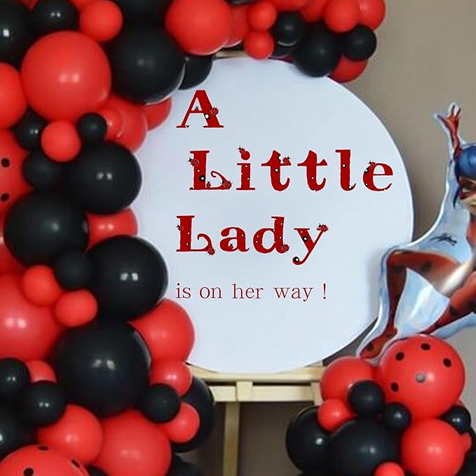 A Little Lady Is On Her Way Decal - Ladybug Party Decorations Supplies Wall Stickers, Girls Birthday/Baby Shower Party Decor Wall Decals, Balloon Arch Backdrop Decoration Ladybug Sign Stickers-CubbioJoy