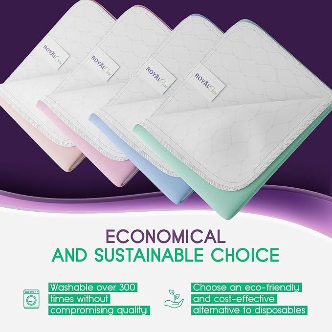 Incontinence Bed Pads - Reusable Waterproof Underpad Chair, Sofa and Mattress Protectors - Highly Absorbent, Machine Washable - for Children, Pets and Seniors (30x36 (Pack of 4), Multi-Color)-CubbioJoy