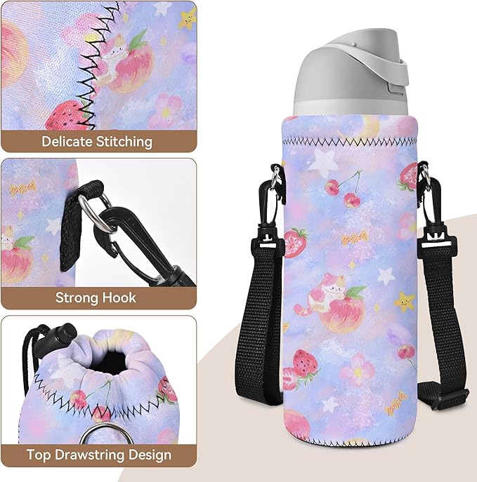 AUPET Water Bottle Bag Carrier,24oz/32oz Insulated Neoprene bottle Sling Holder Case Pouch Cover for 1000ML/750ML Bottles with Shoulder Strap for walking-CubbioJoy