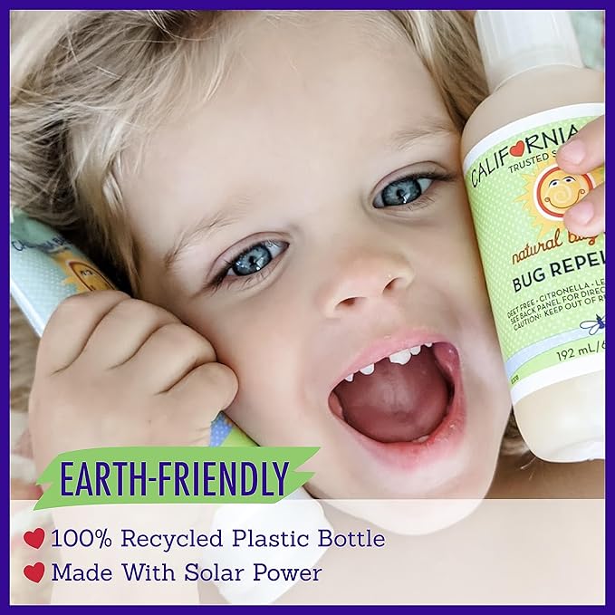 California Baby Natural Bug Repellent Spray | Citronella Bug Spray | DEET-Free | Repels Mosquitoes + Bugs | Allergy Friendly | Great Smell | Baby & Adult Insect Repellent Spray | 59 mL / 2 oz.-CubbioJoy