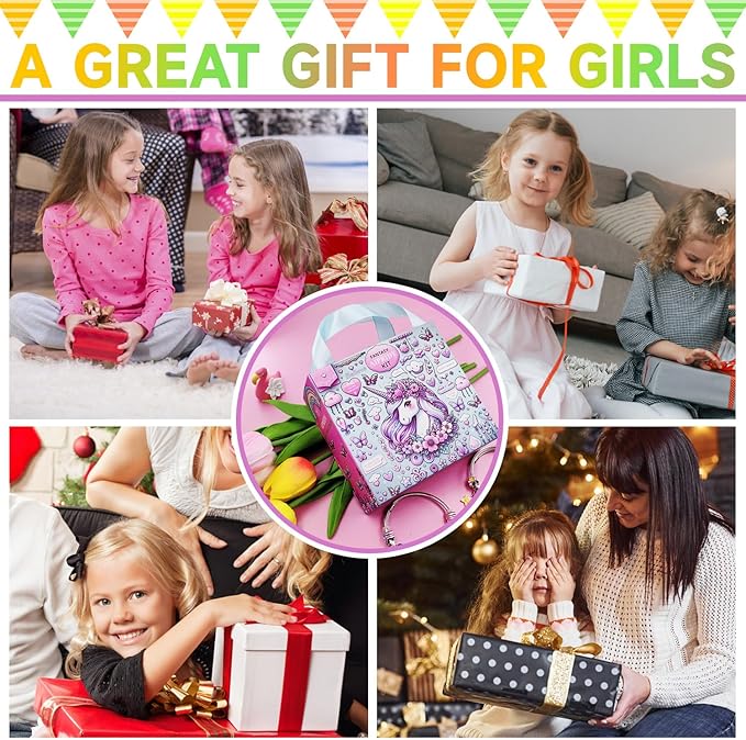 AIPRIDY 208 Pieces Charm Bracelet Making Kit,Unicorn Mermaid Crafts Gifts Set Can Inspires Imagination and Creativity,Jewelry Making Kit Perfect Gifts for Girls 5-12 Years Old (Pink+Aqua Unicorn)-CubbioJoy