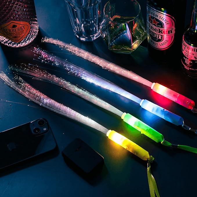 28 Pcs Sparkler Firework Sticks Glow Fiber Optic Wands, LED Flashing Sticks Light Up Toy for Kids Adults, Glow in The Dark Party Favor Supplies Bulk Rave Magic Decoration for Wedding Halloween Easter-CubbioJoy