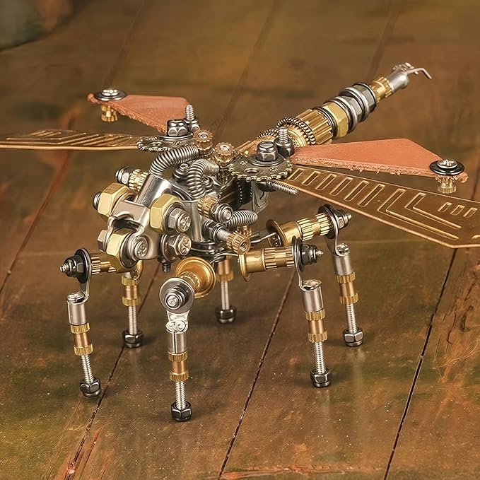 Adult 3D Metal Puzzle, Punk Insect Model Set, 3D Mechanical Insect Building Block Puzzle, Fun DIY Assembly, high-end Men's Gift. (Metal Dragonfly)-CubbioJoy