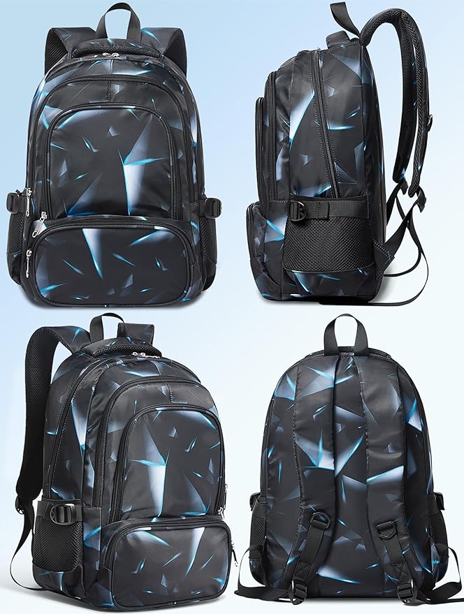 BLUEFAIRY Kids Backpack for Boys Elementary Primary Middle School Bags for Childs Book Bags Bookbags Lightweight Padded Straps Back to School Mochilas para Niños 17" Black/Blue-CubbioJoy