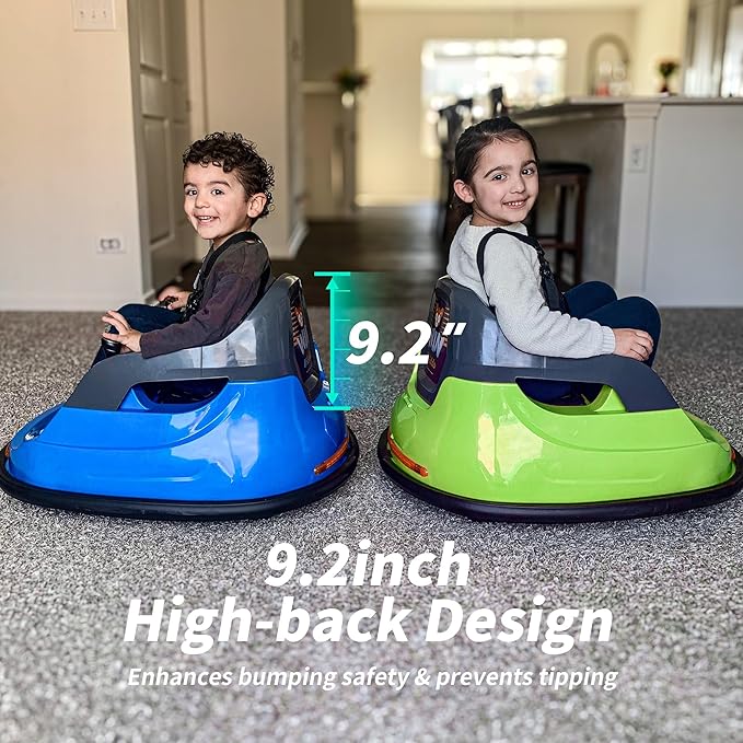 12V Kids Bumper Car, Electric Baby Bumper Car for Toddlers with Remote Control, 3 Speeds - Green-CubbioJoy