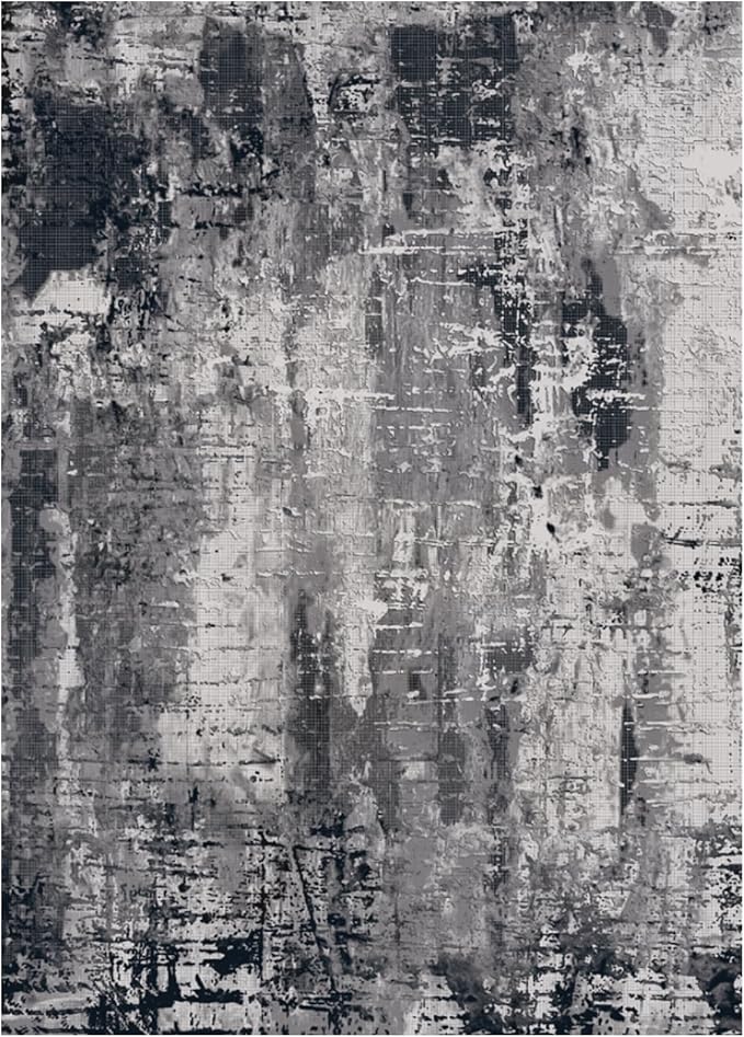 Area Rug Living Room Rug, 4x6 Modern Abstract Washable Rug Black Non Slip Foldable Faux Wool Vintage Carpet, Fluffy Non-Shedding Rugs for Living Room, Bedroom, Dining Room, Kids Playroom-CubbioJoy