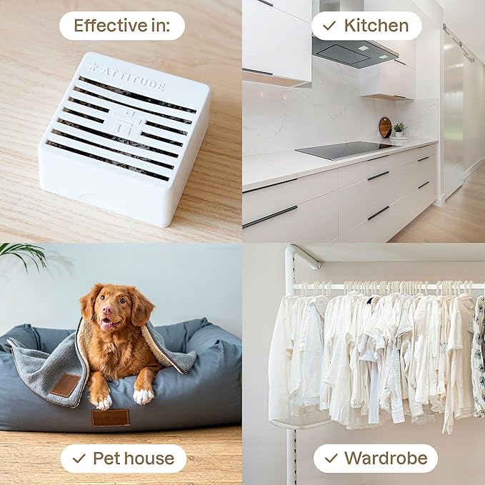 ATTITUDE Air Purifier with Activated Carbon Filter, Plant- and Mineral-Based Ingredients, Traps Pet Odors and Pollutants, Vegan and Cruelty-free, Lavender, 8 Ounces-CubbioJoy