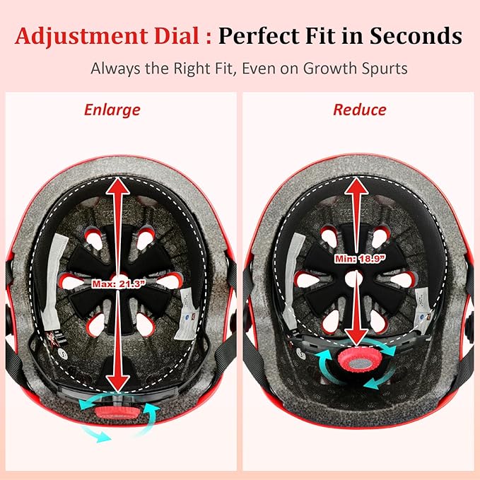 KAMUGO Kids Adjustable Helmet, with Sports Protective Gear Set Knee Elbow Wrist Pads for Toddler Age 2-8 Boys Girls, Bike Skateboard Hoverboard Scooter Rollerblading Helmet Set-CubbioJoy