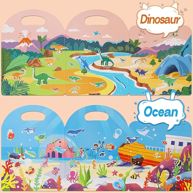 4 Sets Sticker Books for Toddlers 2-4 Years, 122 Pcs Puffy Stickers for Kids, 3D Sticker Books for Toddlers 1-3, Toddler Airplane Travel Essentials for Kids-CubbioJoy